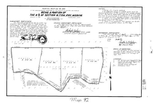 Click to see Parcel Map Book 11, pg. 92 (1977) of Nevada County Recorders Parcel Maps Book 11