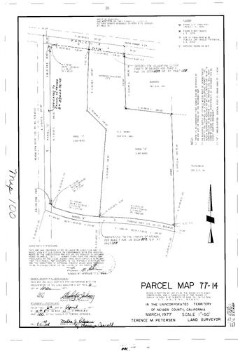 Click to see Parcel Map Book 11, pg. 100 (1977) of Nevada County Recorders Parcel Maps Book 11