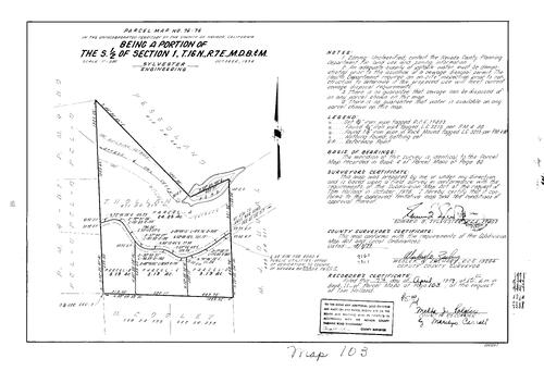 Click to see Parcel Map Book 11, pg. 103 (1977) of Nevada County Recorders Parcel Maps Book 11