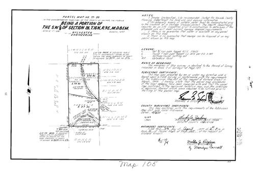 Click to see Parcel Map Book 11, pg. 105 (1977) of Nevada County Recorders Parcel Maps Book 11