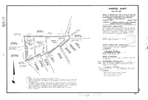 Click to see Parcel Map Book 11, pg. 110 (1977) of Nevada County Recorders Parcel Maps Book 11