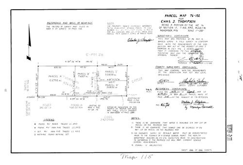 Click to see Parcel Map Book 11, pg. 115 (1977) of Nevada County Recorders Parcel Maps Book 11