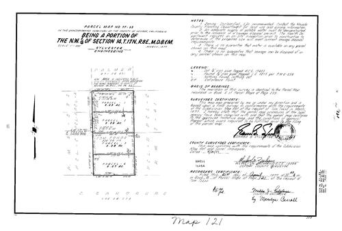 Click to see Parcel Map Book 11, pg. 121 (1977) of Nevada County Recorders Parcel Maps Book 11