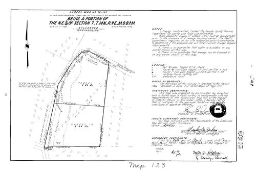 Click to see Parcel Map Book 11, pg. 123 (1977) of Nevada County Recorders Parcel Maps Book 11