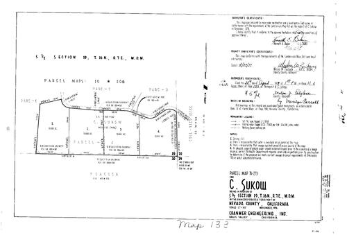 Click to see Parcel Map Book 11, pg. 133 (1977) of Nevada County Recorders Parcel Maps Book 11