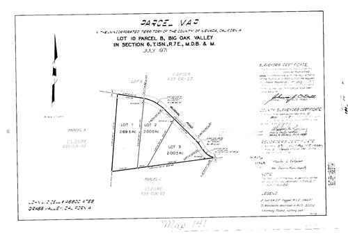 Click to see Parcel Map Book 11, pg. 141 (1977) of Nevada County Recorders Parcel Maps Book 11