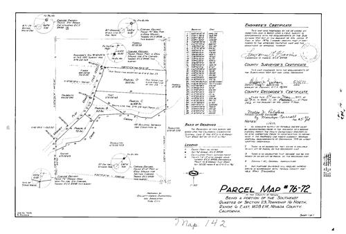 Click to see Parcel Map Book 11, pg. 142 (1977) of Nevada County Recorders Parcel Maps Book 11
