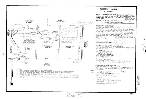 Click to see Parcel Map Book 11, pg. 147 (1977) of Nevada County Recorders Parcel Maps Book 11