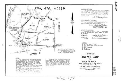 Click to see Parcel Map Book 11, pg. 149 (1977) of Nevada County Recorders Parcel Maps Book 11