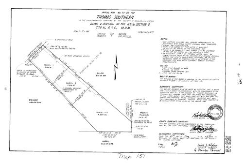 Click to see Parcel Map Book 11, pg. 151 (1977) of Nevada County Recorders Parcel Maps Book 11