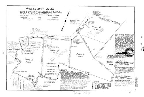 Click to see Parcel Map Book 11, pg. 157 (1977) of Nevada County Recorders Parcel Maps Book 11