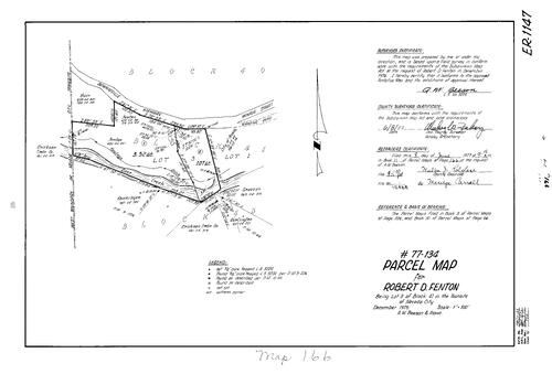 Click to see Parcel Map Book 11, pg. 166 (1977) of Nevada County Recorders Parcel Maps Book 11
