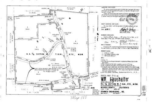 Click to see Parcel Map Book 11, pg. 168 (1977) of Nevada County Recorders Parcel Maps Book 11