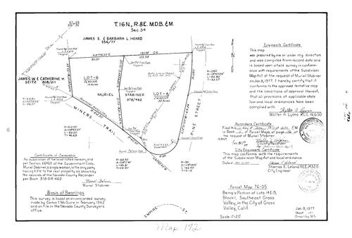 Click to see Parcel Map Book 11, pg. 172 (1977) of Nevada County Recorders Parcel Maps Book 11