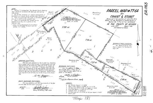 Click to see Parcel Map Book 11, pg. 181 (1977) of Nevada County Recorders Parcel Maps Book 11