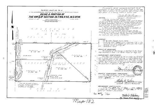 Click to see Parcel Map Book 11, pg. 182 (1977) of Nevada County Recorders Parcel Maps Book 11
