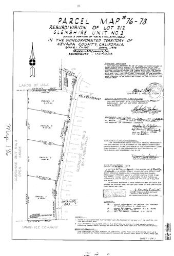 Click to see Parcel Map Book 11, pg. 186 (1977) of Nevada County Recorders Parcel Maps Book 11