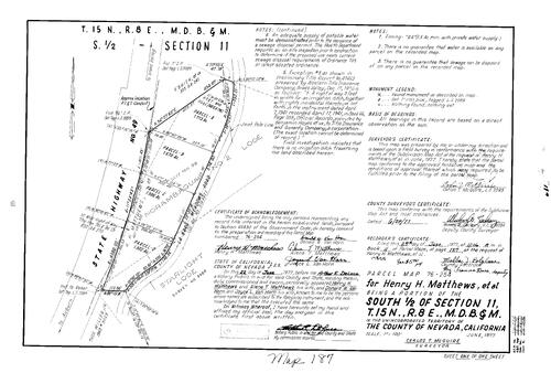 Click to see Parcel Map Book 11, pg. 187 (1977) of Nevada County Recorders Parcel Maps Book 11
