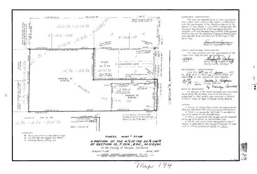 Click to see Parcel Map Book 11, pg. 194 (1977) of Nevada County Recorders Parcel Maps Book 11