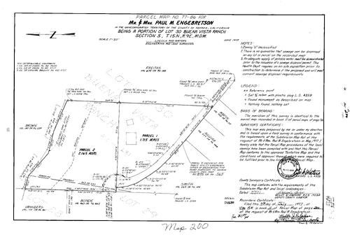 Click to see Parcel Map Book 11, pg. 200 (1977) of Nevada County Recorders Parcel Maps Book 11