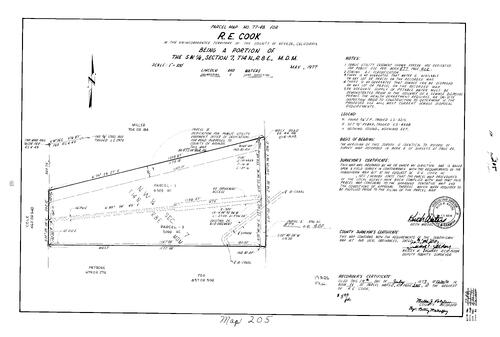 Click to see Parcel Map Book 11, pg. 205 (1977) of Nevada County Recorders Parcel Maps Book 11
