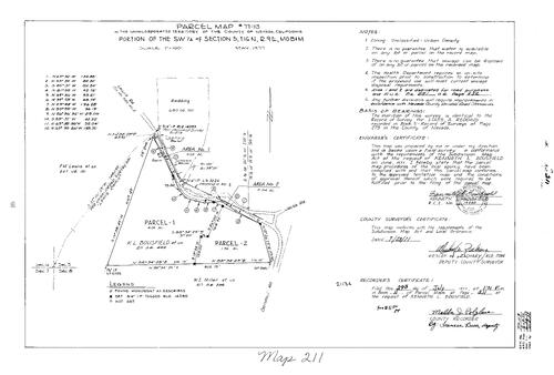 Click to see Parcel Map Book 11, pg. 211 (1977) of Nevada County Recorders Parcel Maps Book 11