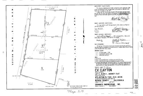 Click to see Parcel Map Book 11, pg. 214 (1977) of Nevada County Recorders Parcel Maps Book 11