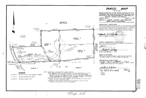 Click to see Parcel Map Book 11, pg. 215 (1977) of Nevada County Recorders Parcel Maps Book 11