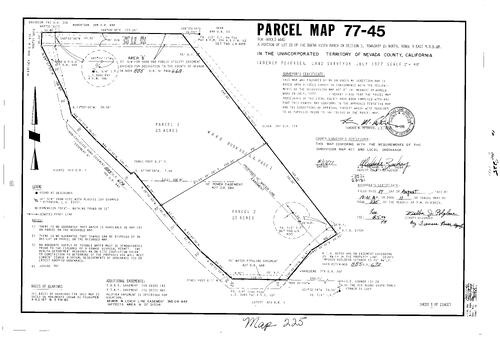 Click to see Parcel Map Book 11, pg. 225 (1977) of Nevada County Recorders Parcel Maps Book 11