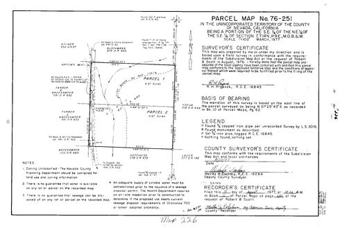 Click to see Parcel Map Book 11, pg. 226 (1977) of Nevada County Recorders Parcel Maps Book 11