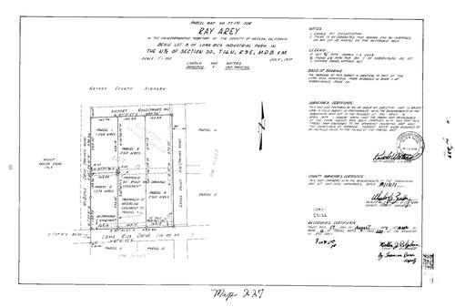 Click to see Parcel Map Book 11, pg. 227 (1977) of Nevada County Recorders Parcel Maps Book 11