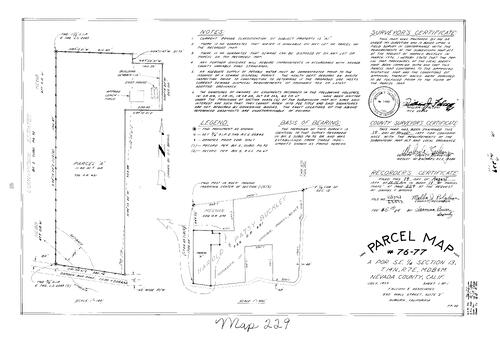 Click to see Parcel Map Book 11, pg. 229 (1977) of Nevada County Recorders Parcel Maps Book 11