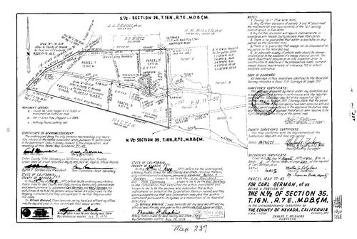 Click to see Parcel Map Book 11, pg. 237 (1977) of Nevada County Recorders Parcel Maps Book 11