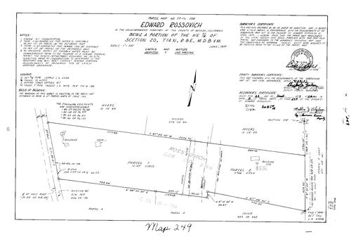 Click to see Parcel Map Book 11, pg. 249 (1977) of Nevada County Recorders Parcel Maps Book 11