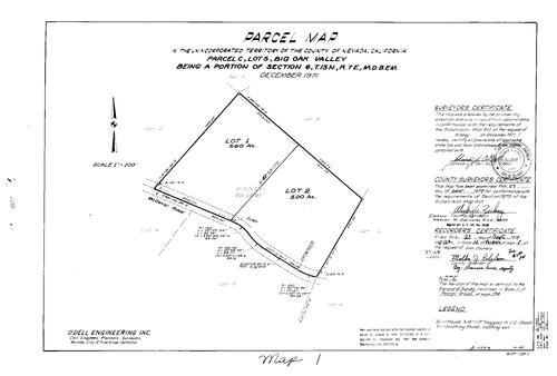 Click to see Parcel Map Book 12, pg. 1 (1977) of Nevada County Recorders Parcel Maps Book 12