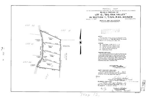 Click to see Parcel Map Book 12, pg. 12 (1977) of Nevada County Recorders Parcel Maps Book 12