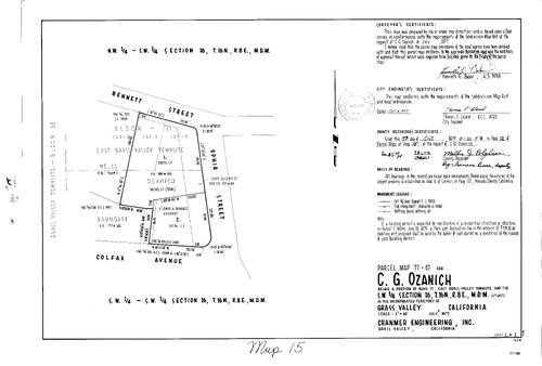 Click to see Parcel Map Book 12, pg. 15 (1977) of Nevada County Recorders Parcel Maps Book 12