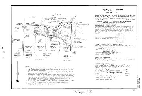 Click to see Parcel Map Book 12, pg. 18 (1977) of Nevada County Recorders Parcel Maps Book 12