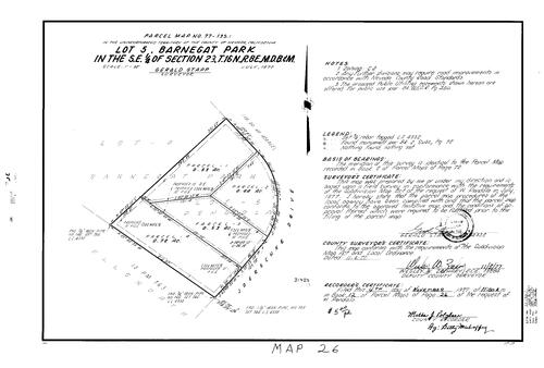 Click to see Parcel Map Book 12, pg. 26 (1977) of Nevada County Recorders Parcel Maps Book 12