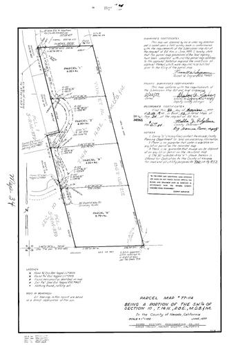Click to see Parcel Map Book 12, pg. 34 (1977) of Nevada County Recorders Parcel Maps Book 12