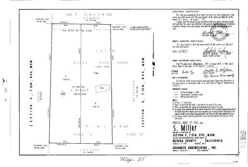 Click to see Parcel Map Book 12, pg. 35 (1977) of Nevada County Recorders Parcel Maps Book 12