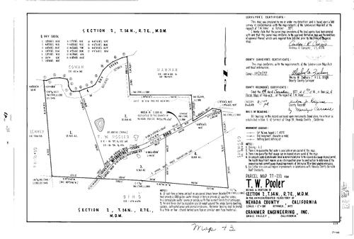 Click to see Parcel Map Book 12, pg. 43 (1977) of Nevada County Recorders Parcel Maps Book 12