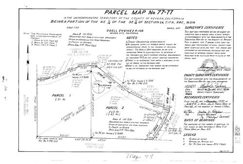 Click to see Parcel Map Book 12, pg. 49 (1977) of Nevada County Recorders Parcel Maps Book 12