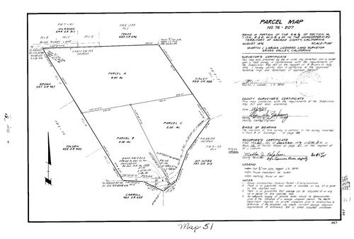 Click to see Parcel Map Book 12, pg. 51 (1977) of Nevada County Recorders Parcel Maps Book 12