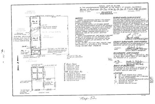 Click to see Parcel Map Book 12, pg. 52 (1977) of Nevada County Recorders Parcel Maps Book 12