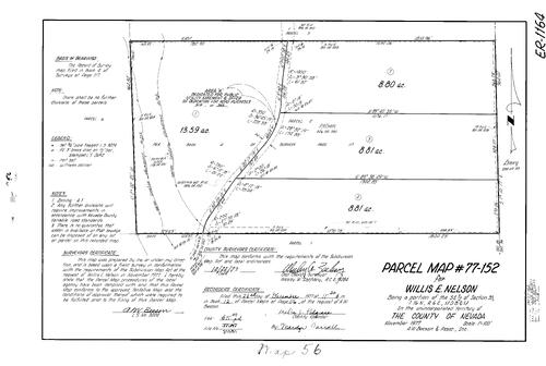 Click to see Parcel Map Book 12, pg. 56 (1977) of Nevada County Recorders Parcel Maps Book 12