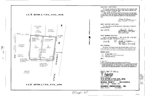 Click to see Parcel Map Book 12, pg. 67 (1978) of Nevada County Recorders Parcel Maps Book 12