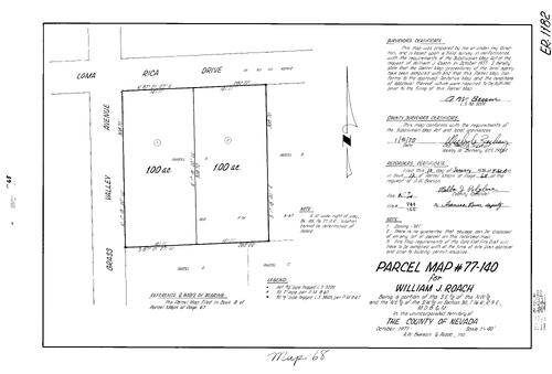 Click to see Parcel Map Book 12, pg. 68 (1978) of Nevada County Recorders Parcel Maps Book 12