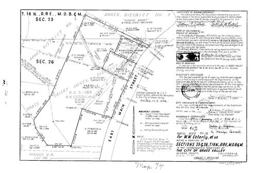 Click to see Parcel Map Book 12, pg. 74 (1978) of Nevada County Recorders Parcel Maps Book 12