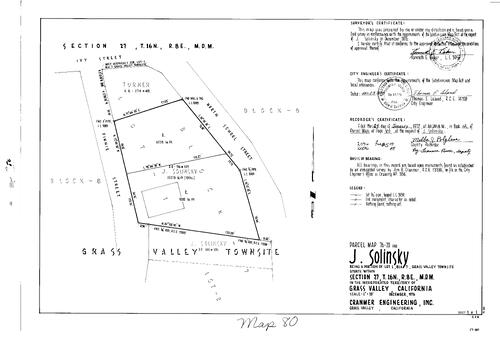 Click to see Parcel Map Book 12, pg. 80 (1978) of Nevada County Recorders Parcel Maps Book 12